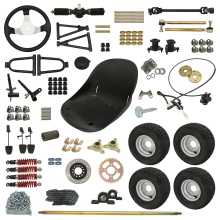 Complete GO Kart ATV UTV Rear Axle Steering System: Gear Rack, Pinion, Tie Rod, Steering Wheel, Brake Pump & Swing Arms