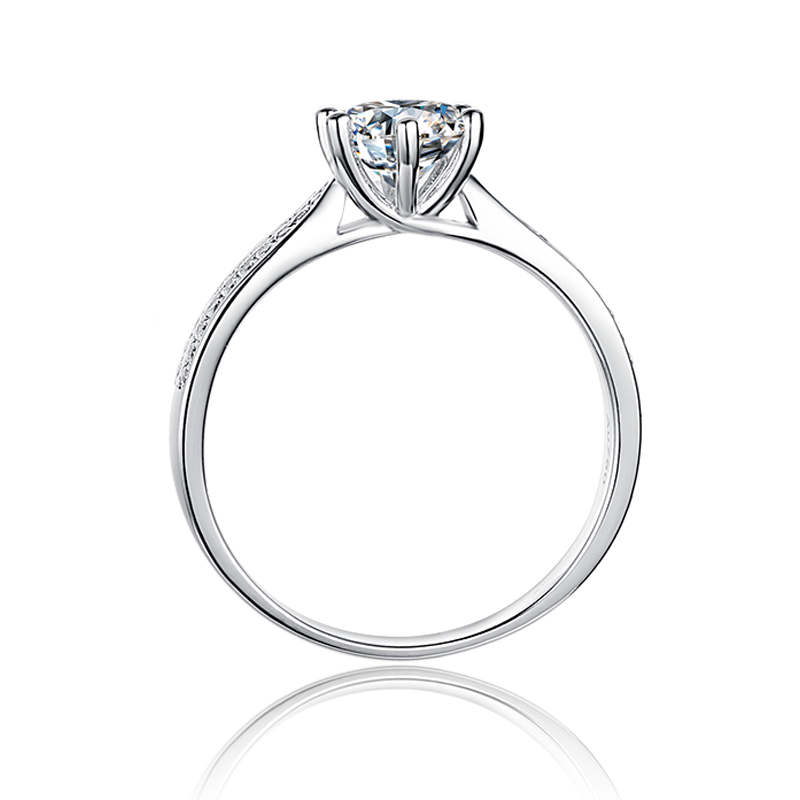 Engagement Crystal Zircon Round Diamond 925 Sterling Silver Jewelry Wedding Ring