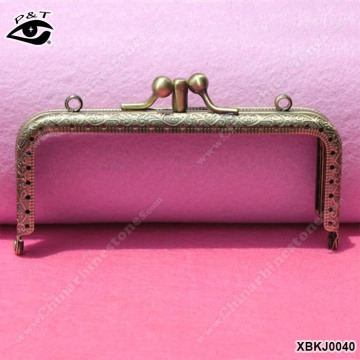 Vintage Emboss Sew In Metal Coin Purse Frame Bronze Handbag Accessories 12CM