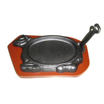 8.5'' Cast Iron Sizzling Pan With Wooden Base