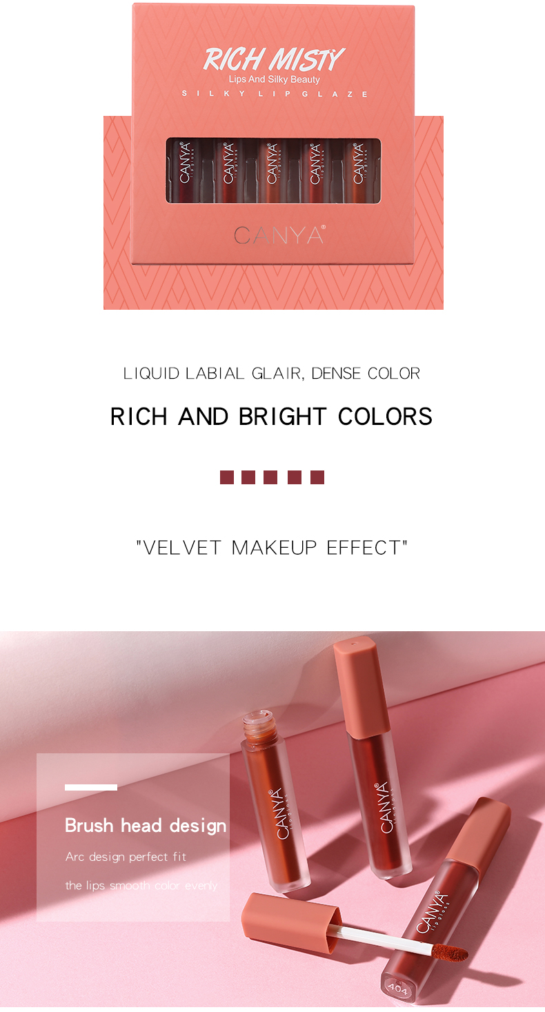 Private Label Velvet Lipgloss Moisturizing 5 Color Lipstick Cute OEM Longwear Matte Lipgloss Container