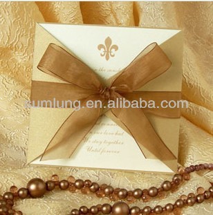 wedding invitation cards with silk ribbon