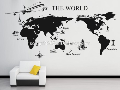 DIY Home Decor The Map Of The World Mural Decals Removable Wall Stickers
