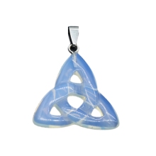 New Irish Celtic Knot Opalite Three-Ring Pendant for DIY Jewelry: A Natural Gemstone Addition