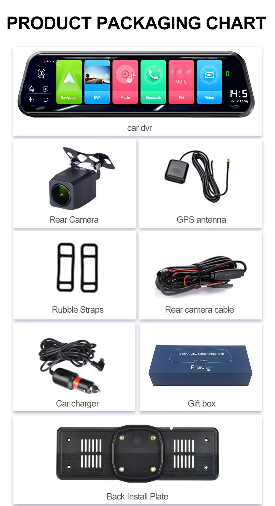 Z55 10inch 4G Rear View Mirror Car DVR Dash Cam Camera Recording Adas RAM2GB ROM16GB