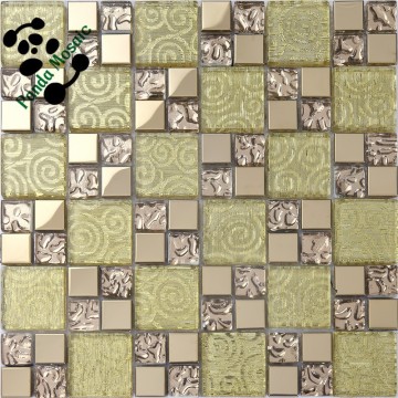 SMJ06 Mosaic wall tile Decorative pictures for bathrooms Gold leaf glass mosaic tile