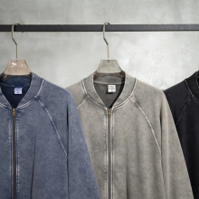 Wholesale Heavyweight Cotton French Terry Zip Up Hoodie Jacket