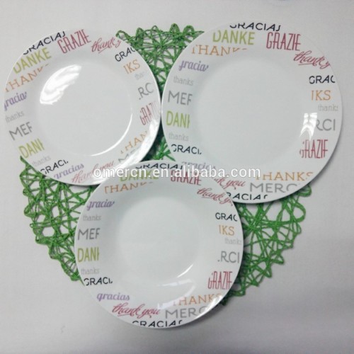 Letter decal porcelain dinner set, 12pcs fine porcelain dinner set, wholesale cheap plates set