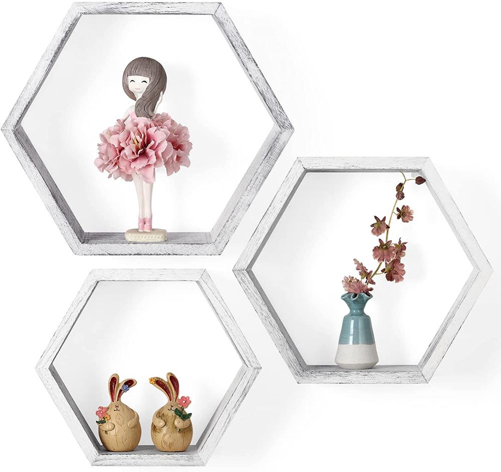 Hexagonal Foating Shelves Wall dipasang set