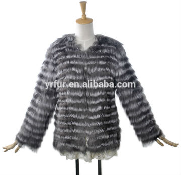 YR566 Fashion Hot Sale Luxury Silver Fox Strips Natural Color Fur Apparel