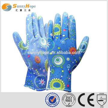 sunnyhope colored pattern nitrile nylon gloves gardening gloves