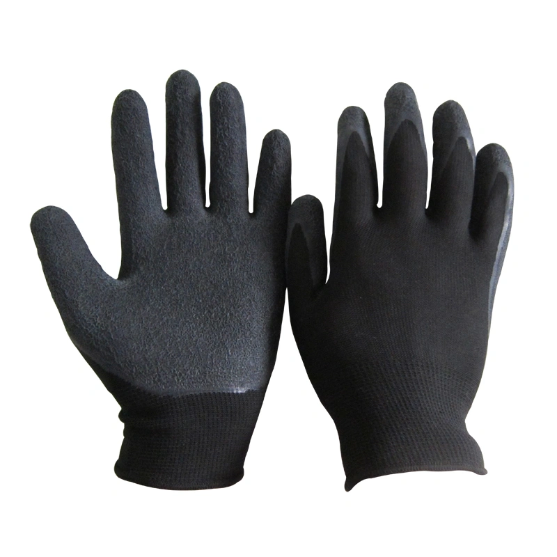 13G Red Polyester with Black Latex Coated Gloves