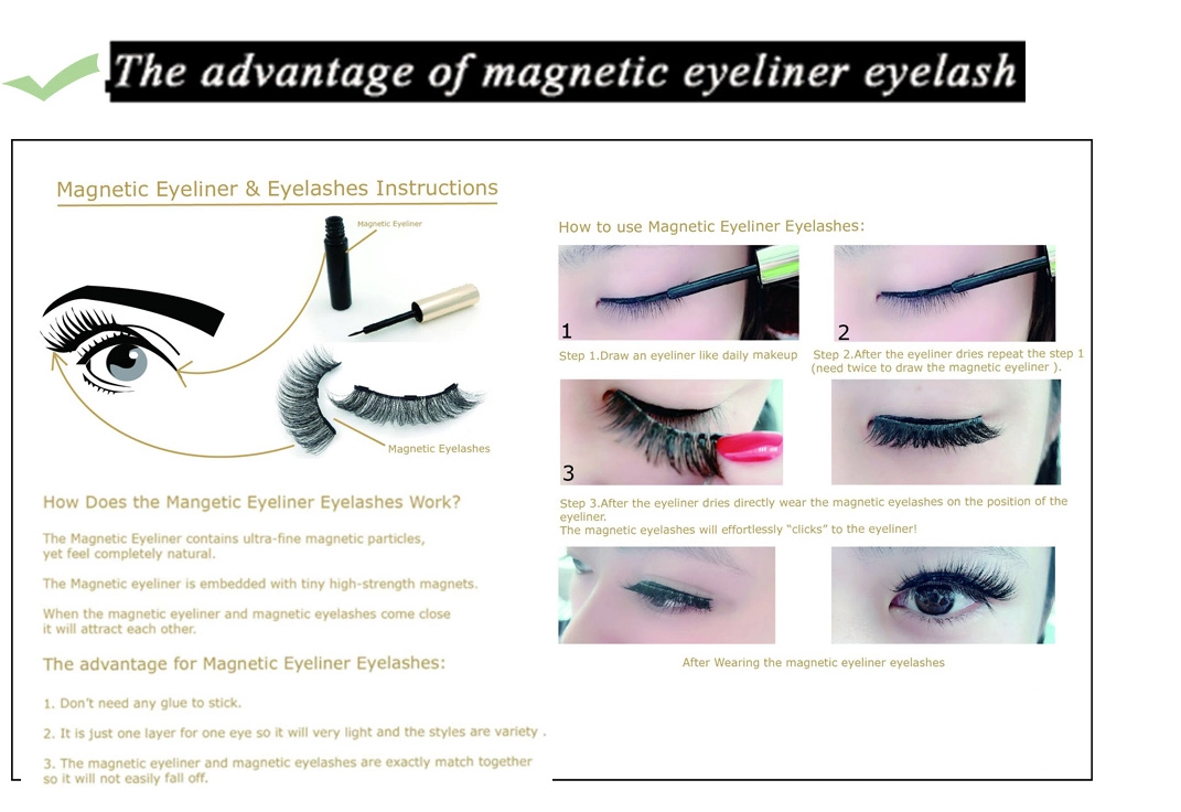 Fiber false eyelashes magnetic eyeliner eye lashes set