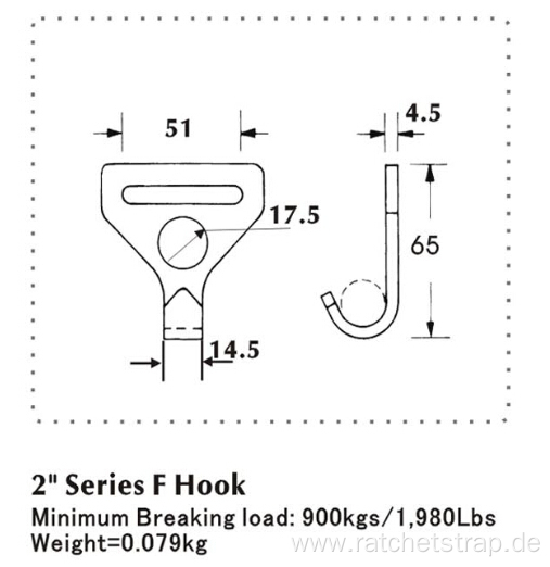 2 Inch Series Flat Hook with 900KG Capacity