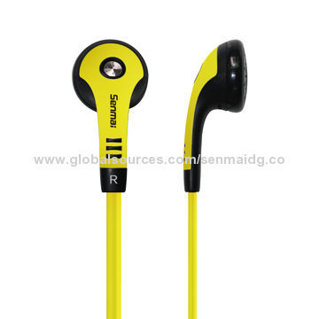 Stereo earphones flat cable ear bud