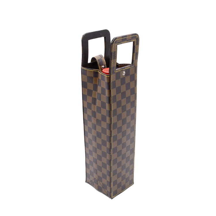 2021 Wine Bag Custom PU Cardboard Luxury Folding single bottle wine bag gift packaging bag