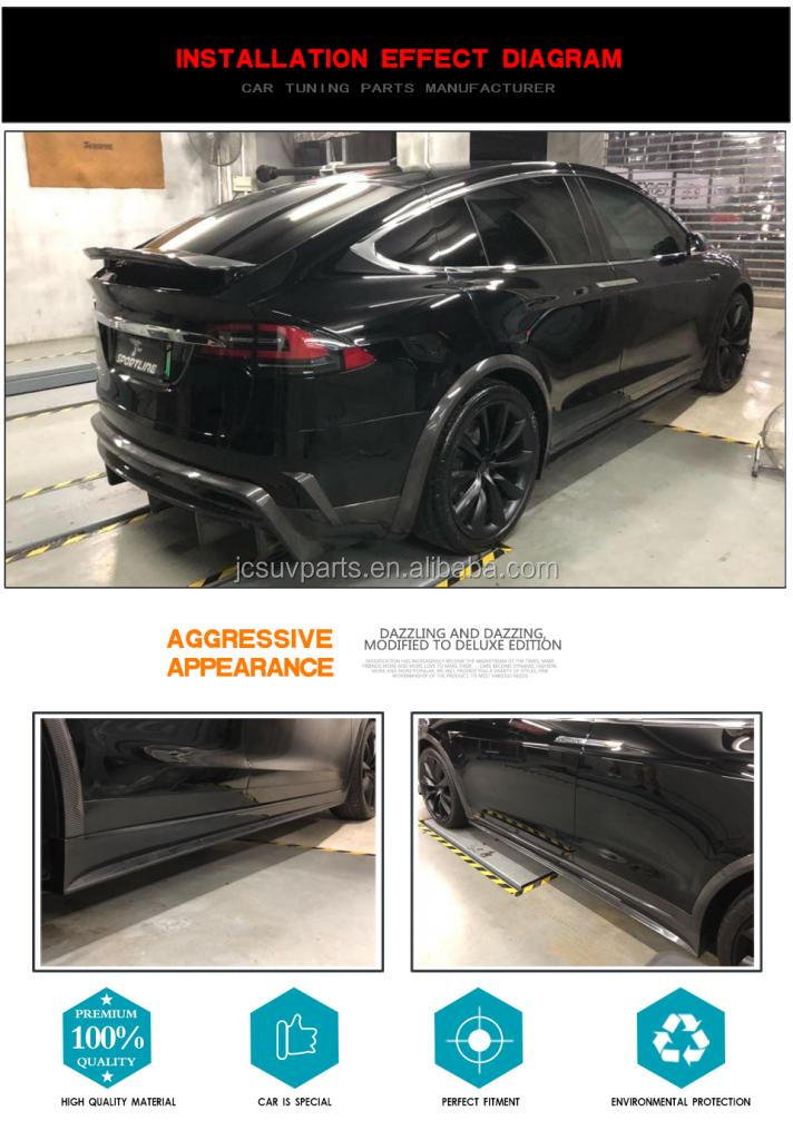 Carbon Fiber Car Side Skirts for Tesla Model X 75D 90D P90D 100D P100D 2016-2018