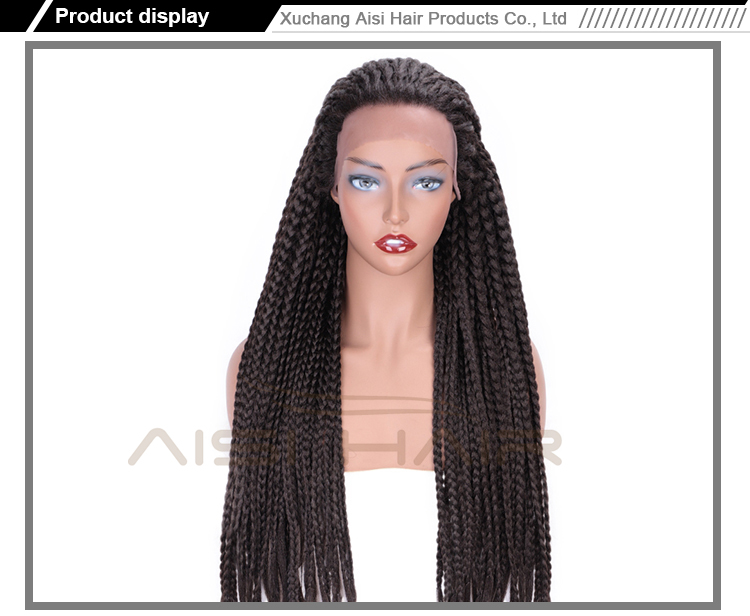 Aisi Hair Long Senegalese Twist Braided Brown Wig Glueless Synthetic Lace Front Wig Twist Box Braids Hair Wigs For Black Women