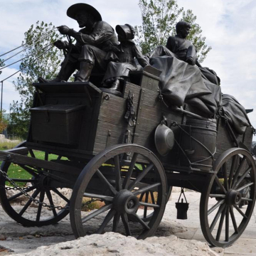 High quality Antique Brass Horse pull carriage sculpture