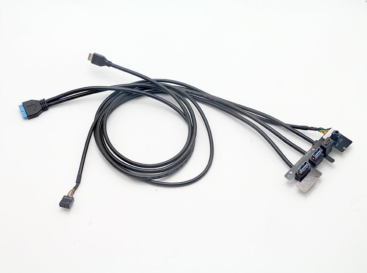 Bofan Audio Mic Dual USB 3.0 Ports PC Computer Case Front Panel USB Power Switch Cable Main board cable