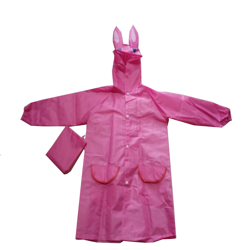 Pink Polyester Kids Raincoat