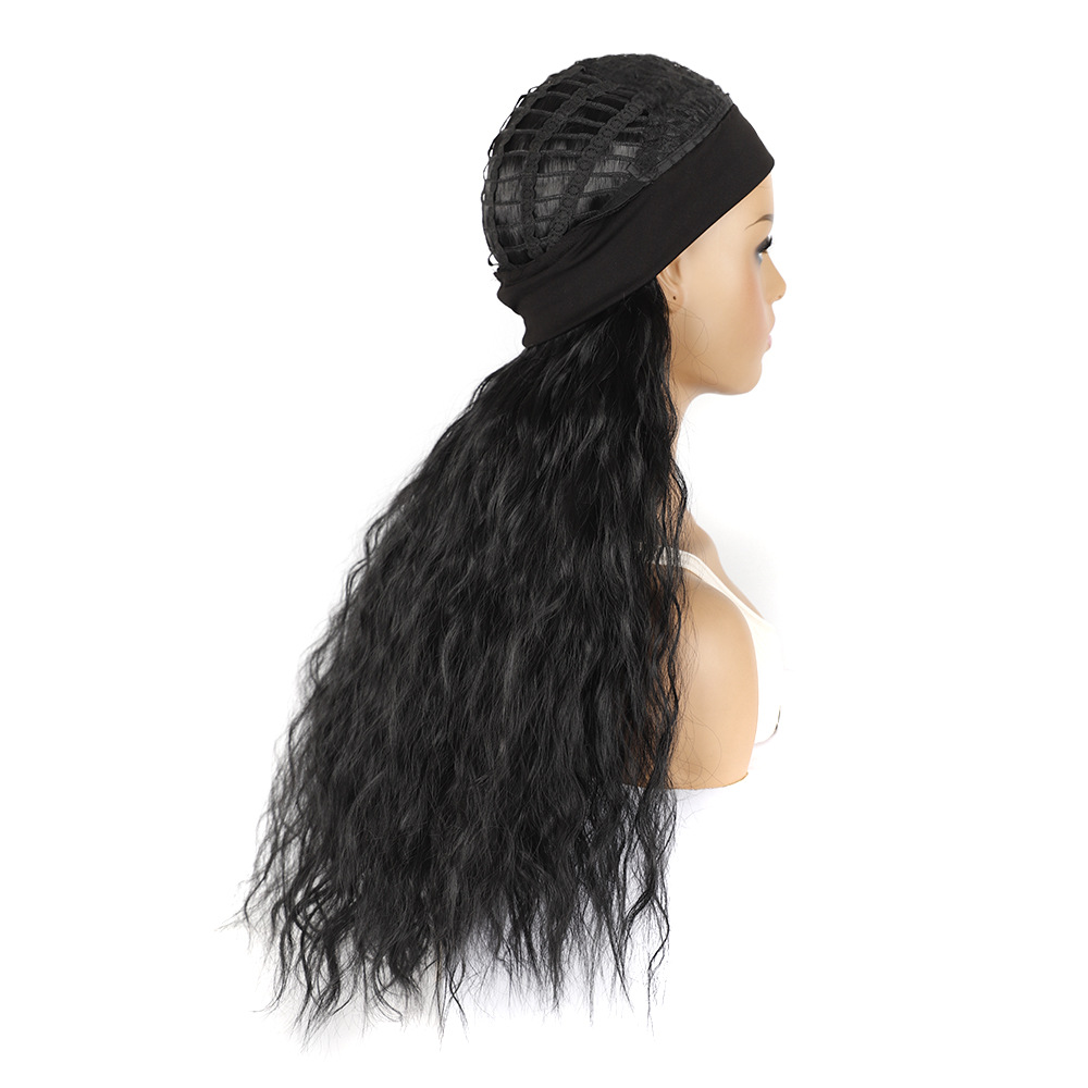 Heat Resistant Synthetic Wavy Curly Wigs With colorful Headband afro wig Long Straight