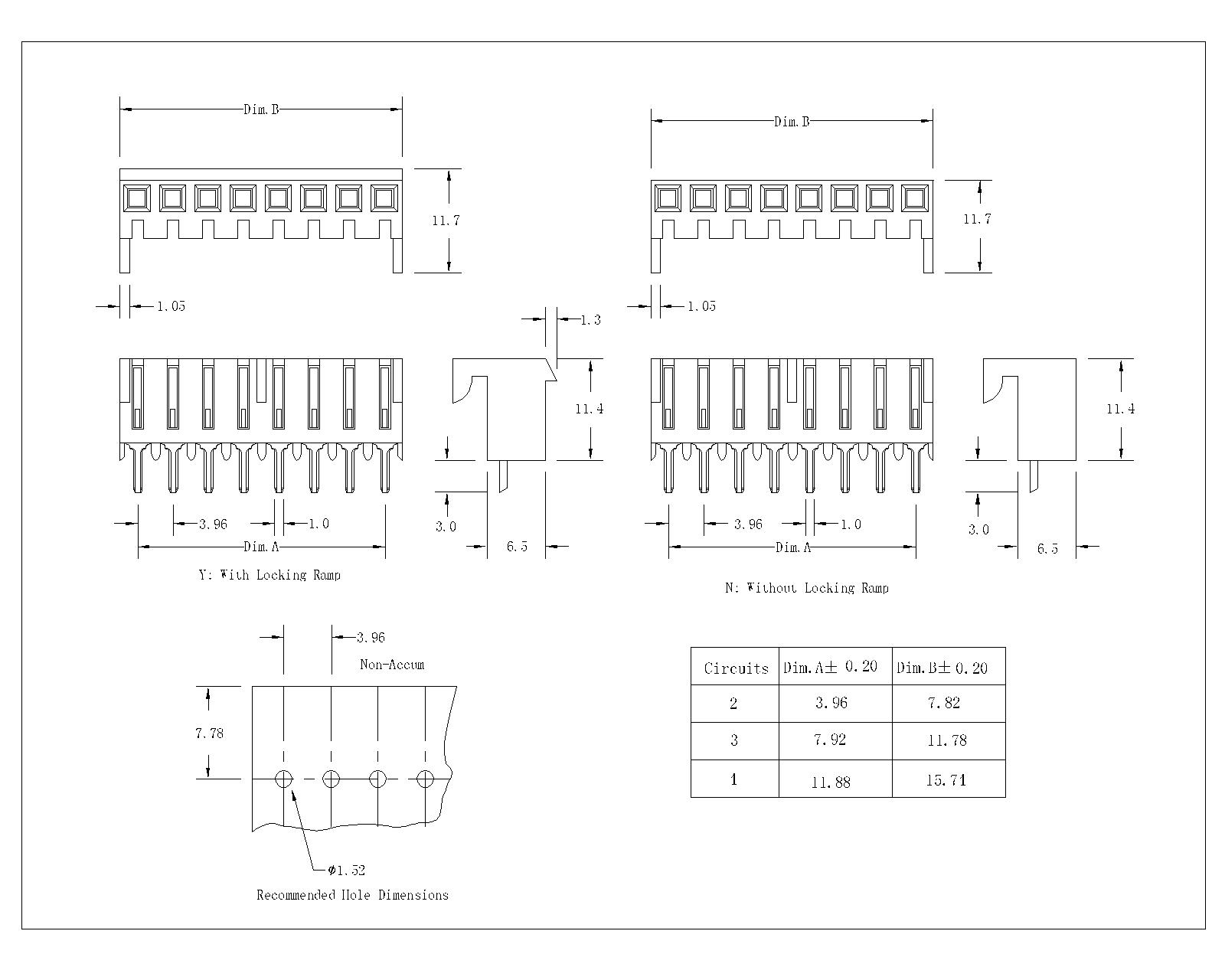 AW3964S-xP-X-P 3.96mm 180°Positive Wafer Connector Series