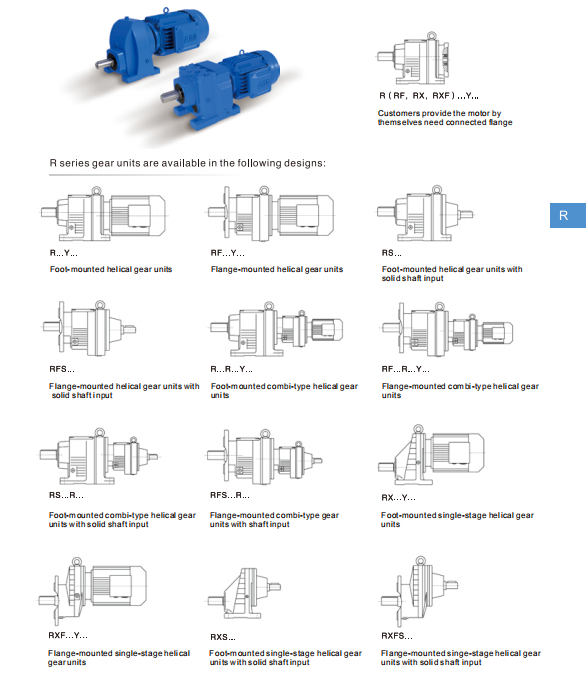 R series helical geard motor for conveyor belt R27 gear box speed reducer