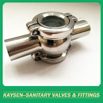 Sanitary sight glass four part welding end cross