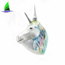 Fashion glass hanging unicorn decoration animal ornament, Unicorn Head Ornament Glass Christmas Tree Home Decoration Gift