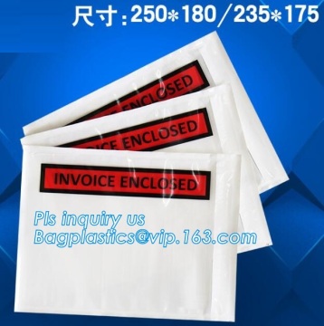 polyethene PE self-adhesive packing list document envelopes, PE packing list envelope, self adhesive closure packing list envelo