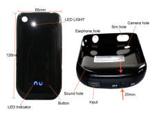 Abs Iphone 4 Extended Battery Case / Juice Battery Pack With Flash Led Light For Iphone 3g