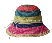 Women colorful raffia crocheted straw hats, summer cloche hats