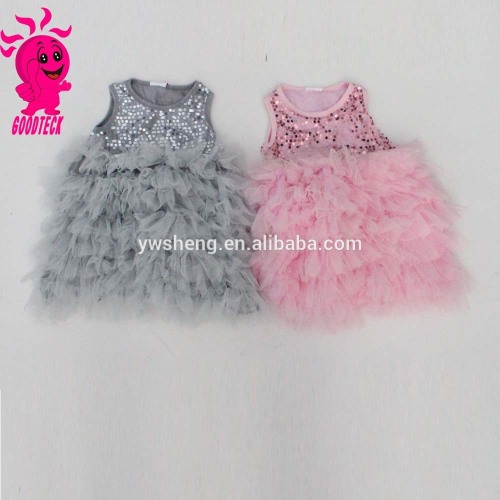 2015 wholesale Chiffon Flower Girl Princess dress pretty Girl Party baby girls clothes Sleeveless Summer dresses