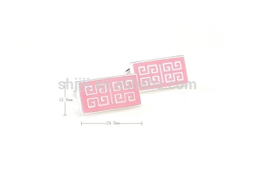 Rectangle Metal Cufflinks Pink Color Coated