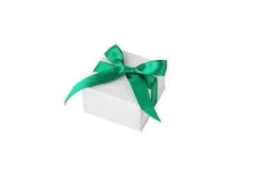 Earring White Paper Box with Green Ribbon