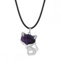 Amethyst Luck Fox Necklace for Women Men Healing Energy Animal PendantJewelry Gifts