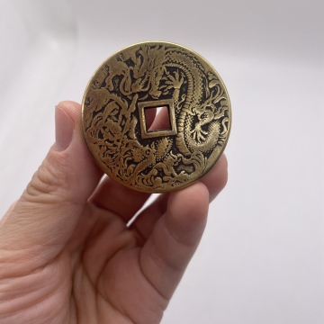 Old Style Chinese Dragon Metal Brass 3D Gold Coin - Ready Stock Available