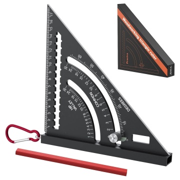 7 Inch Speed Square Set with Pencil Box - ROKTOOLS Carpenters Square Rafter Triangle