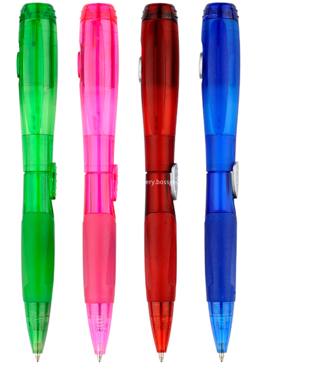 Transparent Colored Promotional Ball Pen with Led Light