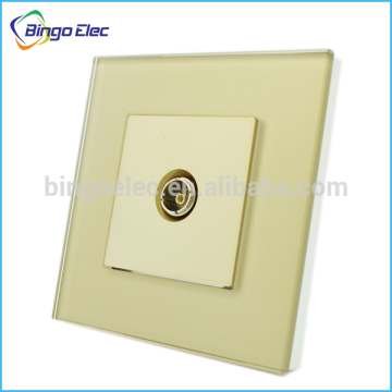 Toughened glass panel golden electrical tv sockets