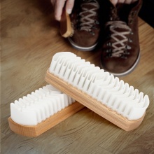 Wooden Shoe Brush - Velvet Care Brushes & Silicone Clean Brush