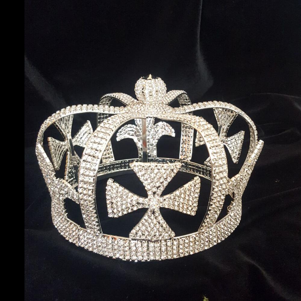 Fashion full round pageant crowns for king