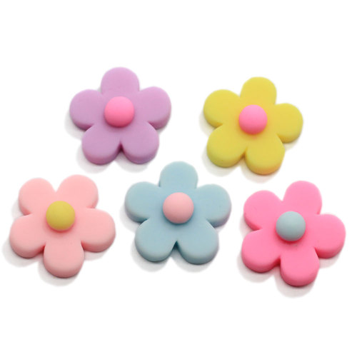 Cartoon Resin Flatback Flower Cabochon Craft Cute Petal With Round Ball Pisitl Charms Embellishment Diy Hairpin Ornament Making