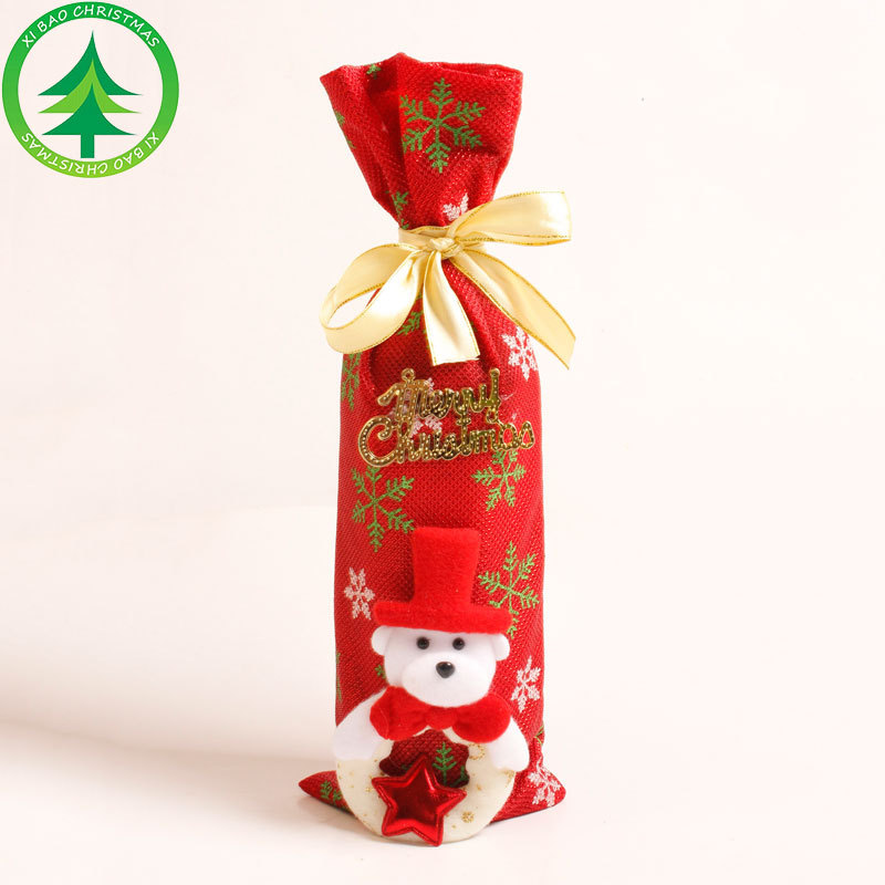 Christmas Wine Bottle Cover Merry Christmas Decor For Home 2021 Navidad Noel Christmas Ornaments Xmas Gift Happy New Year 2022