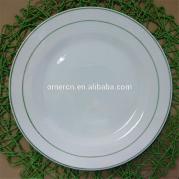 wholesale dishes for buffet/ porcelain dishes for restaurant with green line