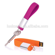 New Design Colorful Silicone Bracelet USB Flash Drive with Keyring