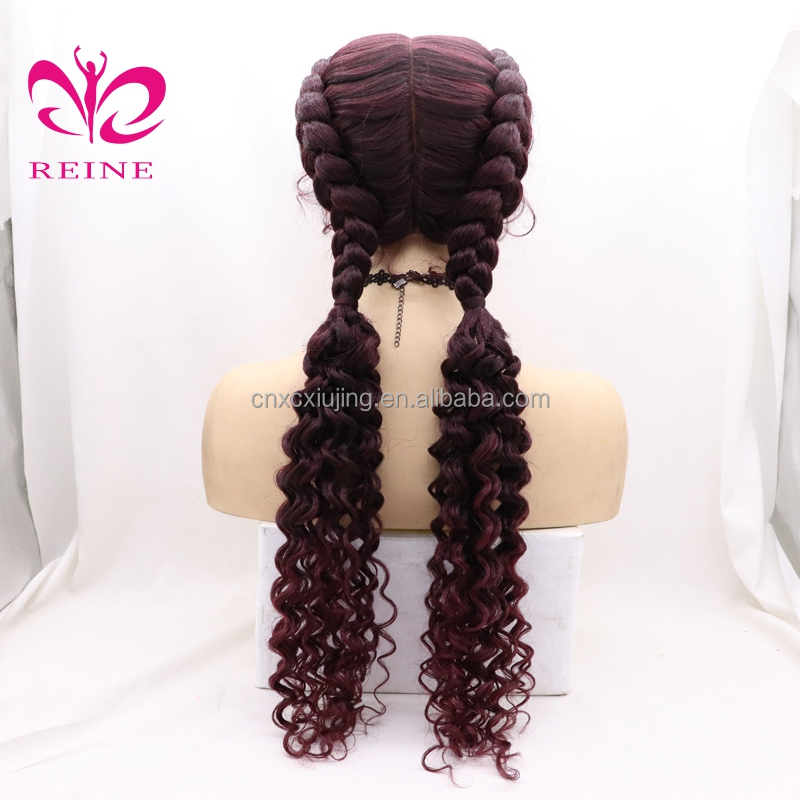 Braided Wig Synthetic Lace Front Wig Heat Resistant Double Box Braid Wigs for Black Women Middle Part Blonde Black Brown Long