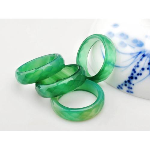 Natural 6MM Green Agate Gemstone Faceted Rings