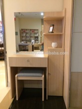 wooden cosmetic table with mirror